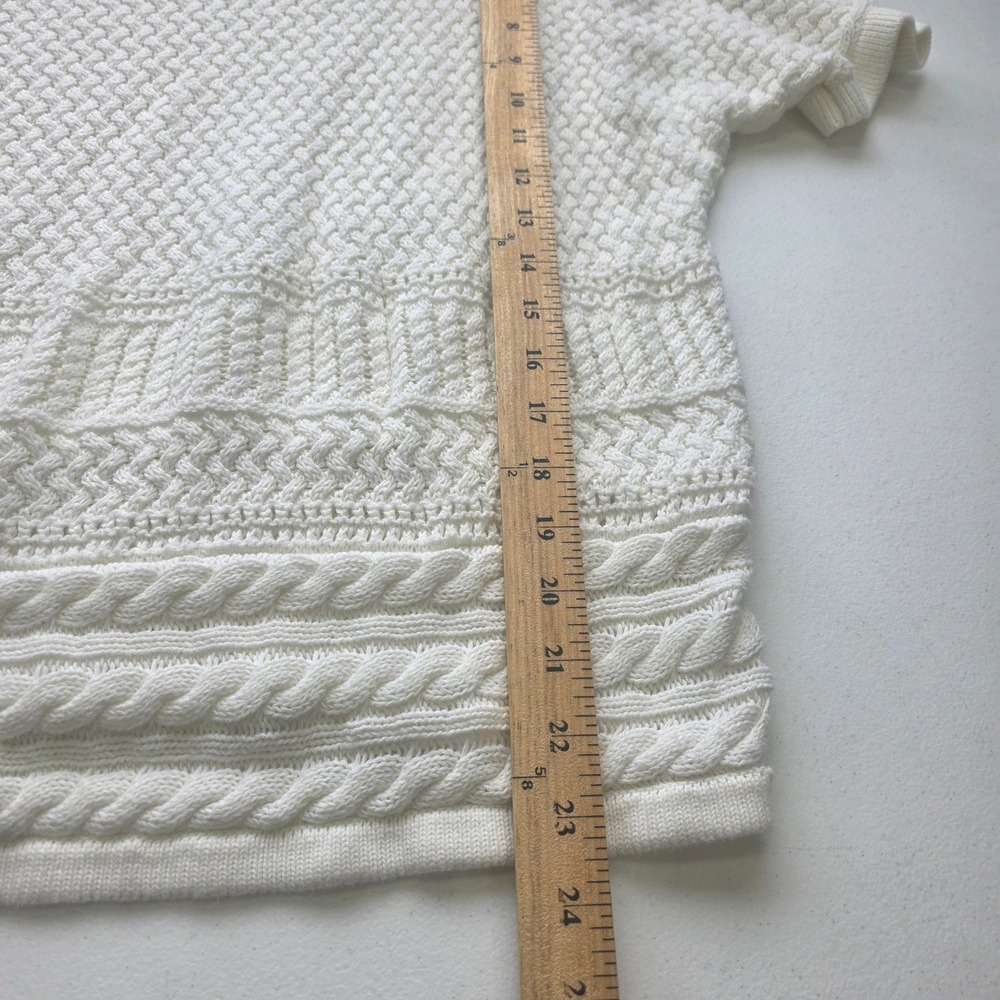 Isabella Bird Womens Ivory/White Cotton Knit Cable Sweater Sz M Cottagecore Boho - Picture 7 of 8